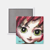 Neko Girl 1, farbenfrohe Fantasie Art, Magnet (Vorderseite/Rückseite)