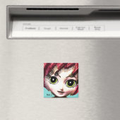 Neko Girl 1, farbenfrohe Fantasie Art, Magnet (In Situ (Geschirrspüler))