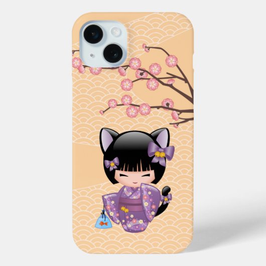 Neko Kokeshi Doll - Cat Ears Geisha Girl Case-Mate iPhone Hülle (Rückseite)