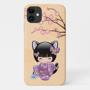 Neko Kokeshi Doll - Cat Ears Geisha Girl Case-Mate iPhone Hülle