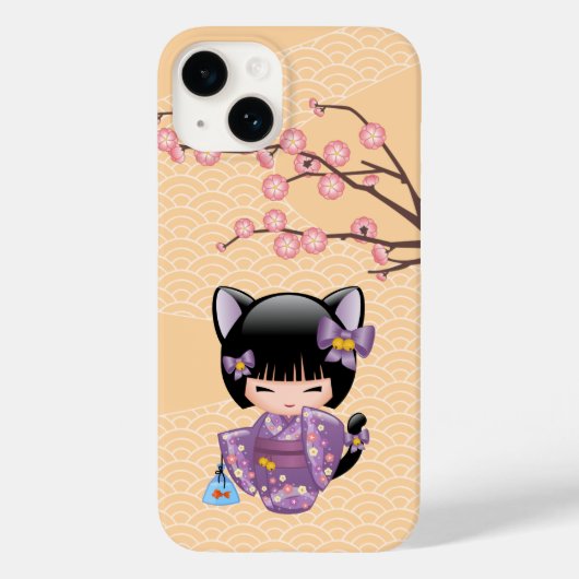 Neko Kokeshi Doll - Cat Ears Geisha Girl Case-Mate iPhone Hülle (Rückseite)