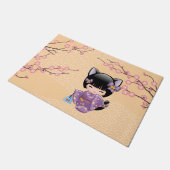 Neko Kokeshi Doll - Cat Ears Geisha Girl Fußmatte (Schrägansicht)