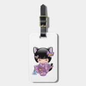 Neko Kokeshi Doll - Cat Ears Geisha Girl Gepäckanhänger (Vorderseite vertikal)