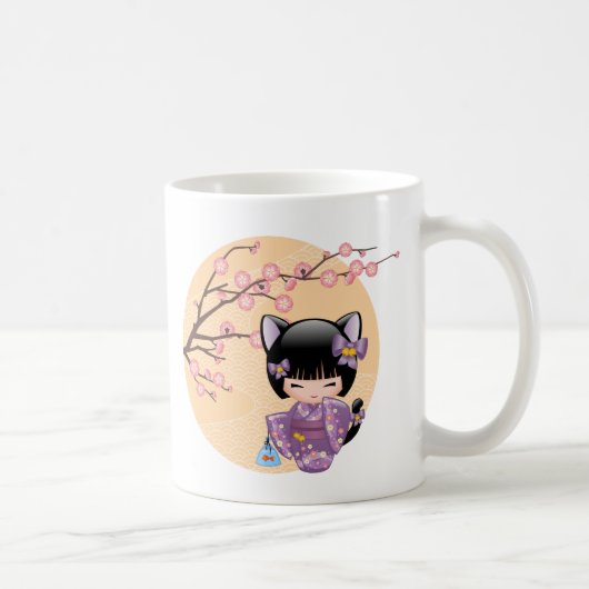 Neko Kokeshi Doll - Cat Ears Geisha Girl Kaffeetasse (Rechts)