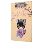 Neko Kokeshi Doll - Cat Ears Geisha Girl Klemmbrett (Links)