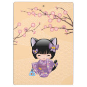 Neko Kokeshi Doll - Cat Ears Geisha Girl Klemmbrett (Rückseite)