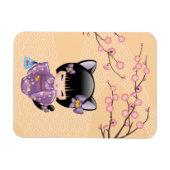 Neko Kokeshi Doll - Cat Ears Geisha Girl Magnet (Horizontal)
