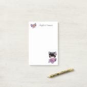 Neko Kokeshi Doll - Cat Ears Geisha Girl Post-it Klebezettel (Auf Schreibtisch)