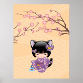 Neko Kokeshi Doll - Cat Ears Geisha Girl Poster (Vorne)