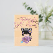 Neko Kokeshi Doll - Cat Ears Geisha Girl Postkarte (Stehend Vorderseite)