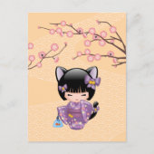 Neko Kokeshi Doll - Cat Ears Geisha Girl Postkarte (Vorderseite)