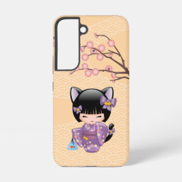 Neko Kokeshi Doll - Cat Ears Geisha Girl Samsung Galaxy Hülle