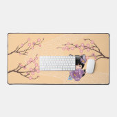 Neko Kokeshi Doll - Cat Ears Geisha Girl Schreibtischunterlage (Tastatur & Maus)