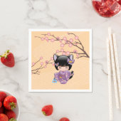 Neko Kokeshi Doll - Cat Ears Geisha Girl Serviette (Beispiel)
