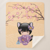 Neko Kokeshi Doll - Cat Ears Geisha Girl Sherpadecke (Vorderseite)