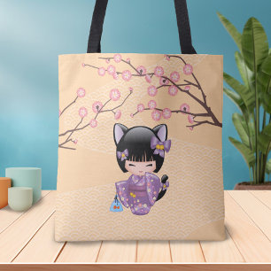 Neko Kokeshi Doll - Cat Ears Geisha Girl Tasche