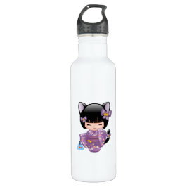 Neko Kokeshi Doll - Cat Ears Geisha Girl Trinkflasche