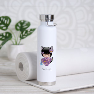 Neko Kokeshi Puppe - Katze Ohren Geisha Mädchen Trinkflasche