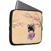 Neko Kokeshi Puppe - Katzen-Ohr-Geisha-Mädchen Laptopschutzhülle (Vorne Rechts)