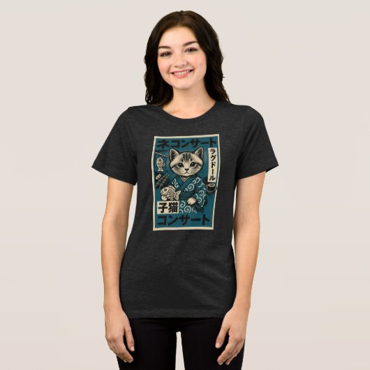 Neko Noodle Nights Tri-Blend Shirt (Vorderseite voll)