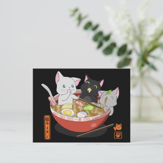 Neko Ramen cat Postkarte (Stehend Vorderseite)