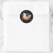 Neko Ramen cat Runder Aufkleber (Tasche)