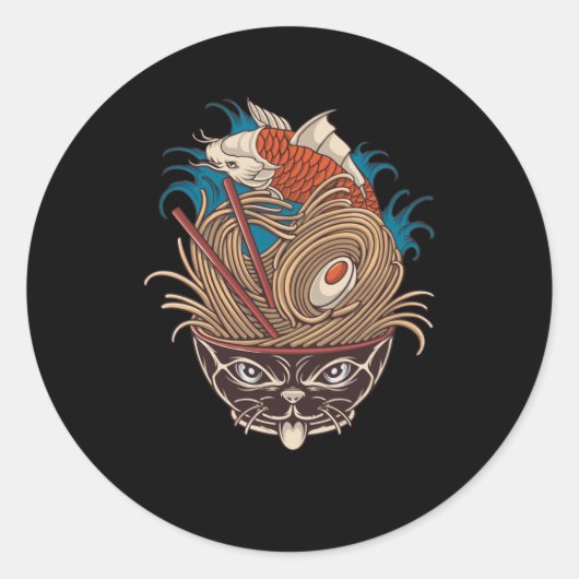 Neko Ramen Runder Aufkleber (Vorderseite)