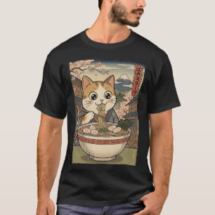 Neko Ramen Träume – Japanischer Holzschnitt Stil K T-Shirt