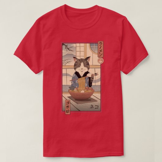Neko Ramen Ukiyoe T-Shirt (Design vorne)