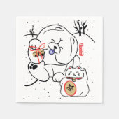 NEKO und INU Chow and cat holiday Serviette (Vorderseite)