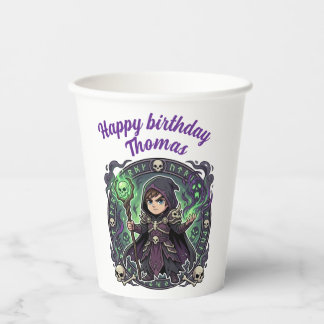 Nekromant Dark Magic Anime Chibi Gamer Geburtstag Pappbecher
