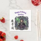 Nekromant Dark Magic Anime Chibi Gamer Geburtstag Serviette (Beispiel)