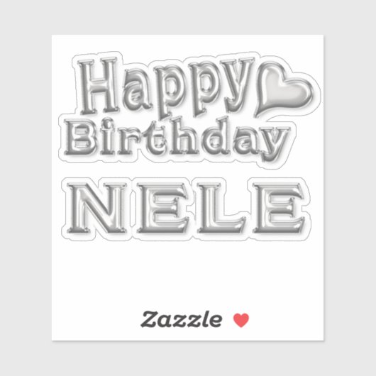 Nele Happy Birthday silver Aufkleber Sticker (Blatt)