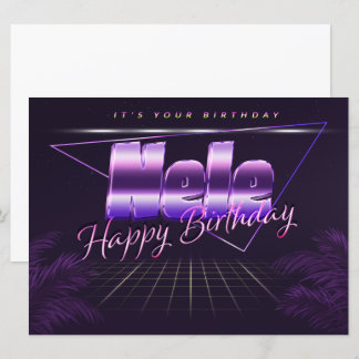 Nele Name Vorname lila retro Karte Geburtstag