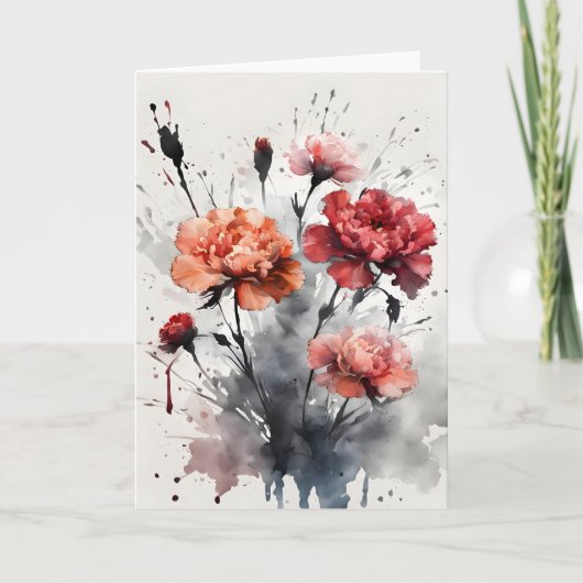 Nelke - Aquarellblumen Karte (Vorderseite)