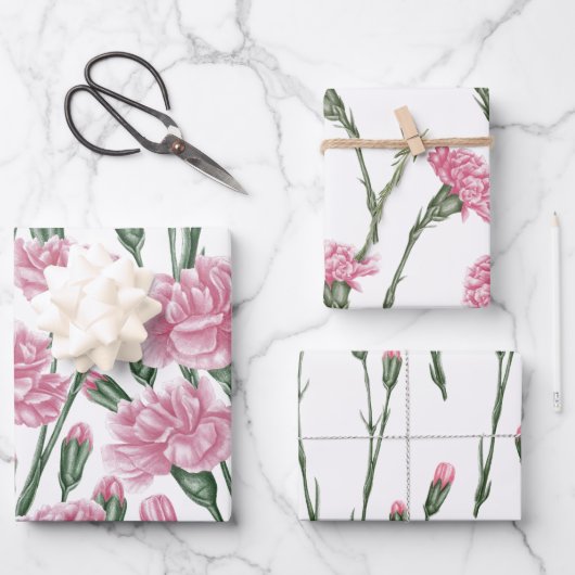 Nelke Blume nahtlos Geschenkpapier Set (Vorderseite)