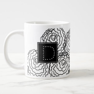 Nelke Florale Handgezeichnete Doodle-Monogramm Jumbo-Tasse
