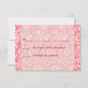Nelke im Vintage-Druck in Rosa und Creme RSVP Karte