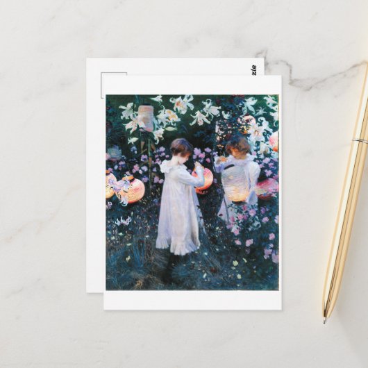 Nelke, Lilie, Rose, Sargent Postkarte (Vorderseite/Rückseite Beispiel)