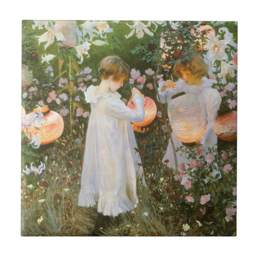 Nelke, Lily, Lily, Rose von John Singer Sargent Fliese (Vorderseite)