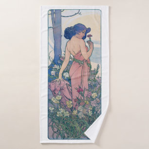 Nelke (vier Blume), Alphonse Mucha Badehandtuch