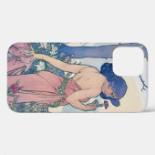 Nelke (vier Blume), Alphonse Mucha Case-Mate iPhone Hülle (Rückseite (Horizontal))