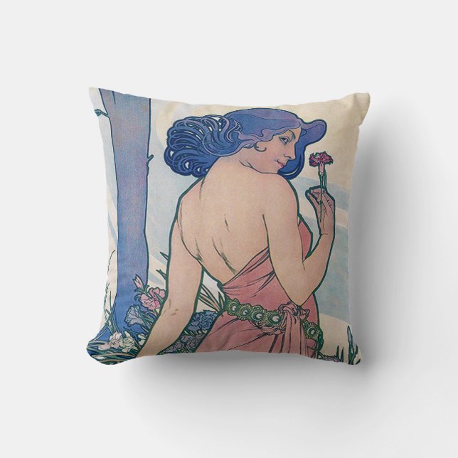Nelke (vier Blume), Alphonse Mucha Kissen (Vorderseite)