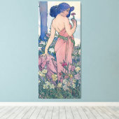 Nelke (vier Blume), Alphonse Mucha Leinwanddruck (Insitu (Holzboden))