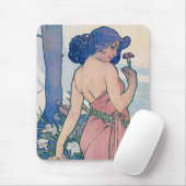 Nelke (vier Blume), Alphonse Mucha Mousepad (Mit Mouse)