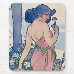 Nelke (vier Blume), Alphonse Mucha Mousepad