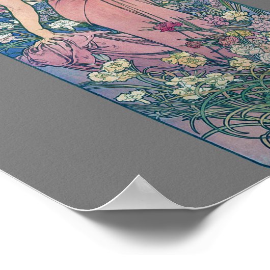 Nelke (vier Blume), Alphonse Mucha Poster (Ecke)