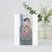 Nelke (vier Blume), Alphonse Mucha Postkarte (Stehend Vorderseite)
