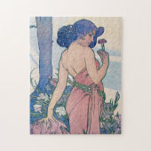 Nelke (vier Blume), Alphonse Mucha Puzzle (Vertikal)