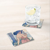 Nelke (vier Blume), Alphonse Mucha Rechteckiger Pappuntersetzer (Vor Ort)